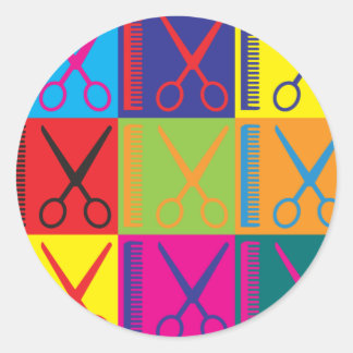 Cutting Hair Pop Art Classic Round Sticker
