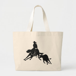 Cutting Horse and cow Large Tote Bag