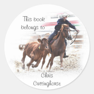 Cutting horse bookplate sticker