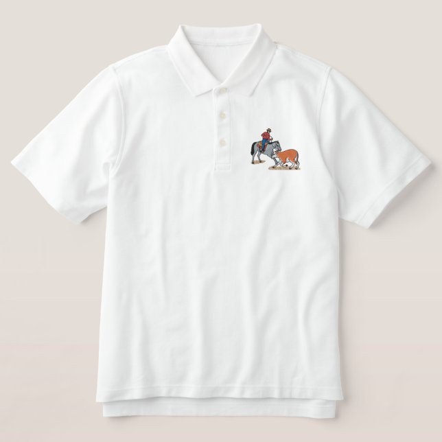 Cutting Horse Embroidered Polo Shirt (Design Front)