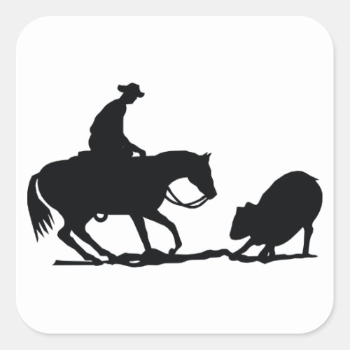 Cutting Horse Square Sticker