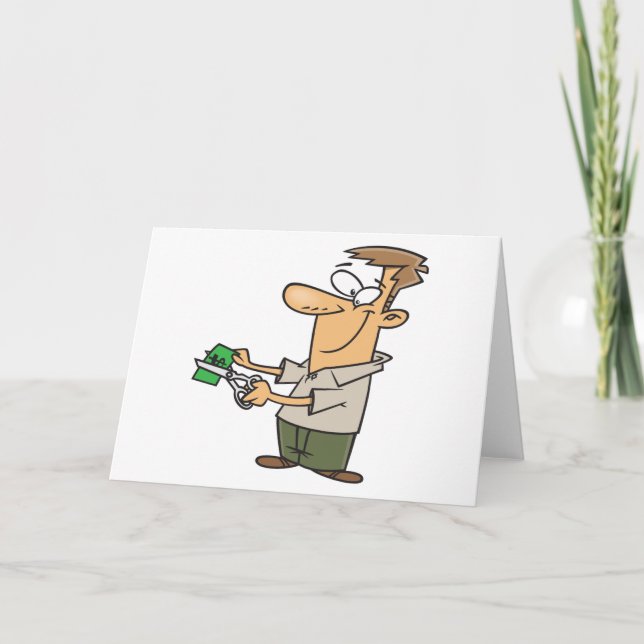 Cutting Up Money Letterpress Thank You Card (Front)