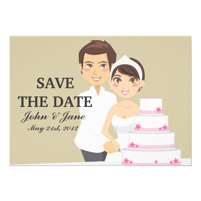 Cutting Wedding Cake Custom Invitations