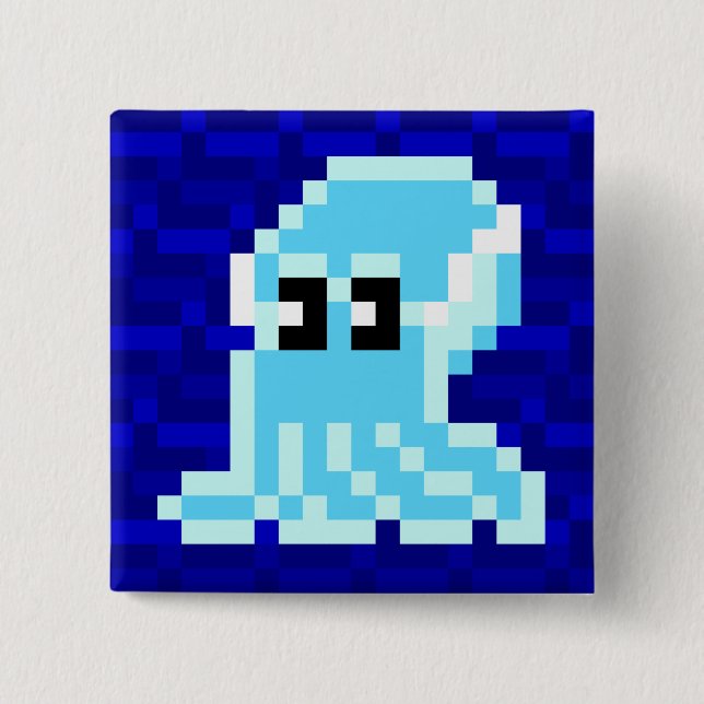 Cuttle Scuttle Blue Cuttlefish Badge Pinback Button (Front)