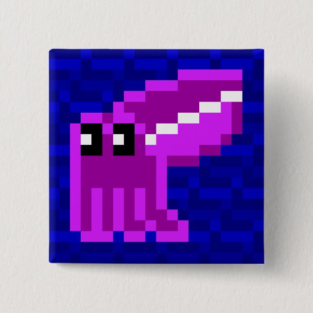 Cuttle Scuttle Lola the Pink Cuttlefish Badge Pinback Button (Front)