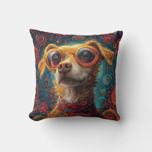 Cuty Dog Painting Throw Pillow