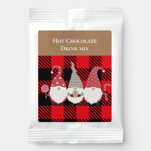 Cuty Santa on Buffalo plaid red and black Xmas Hot Chocolate Drink Mix