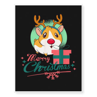 cuy divertido de navidad - guinea pig xmas temporary tattoos