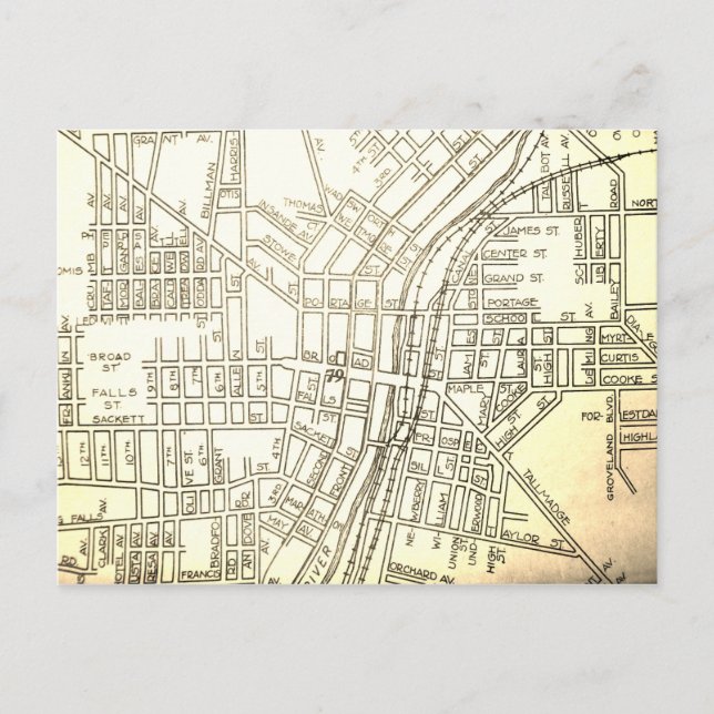 Cuyahoga Falls, OH Vintage Map Postcard (Front)