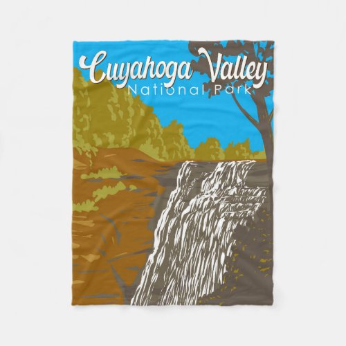 Cuyahoga Valley National Park Illustration Travel Fleece Blanket