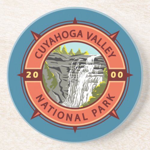 Cuyahoga Valley National Park Retro Compass Emblem Coaster