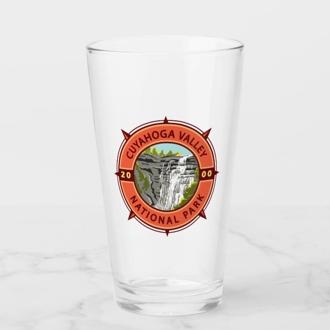 Cuyahoga Valley National Park Retro Compass Emblem Glass (Front)