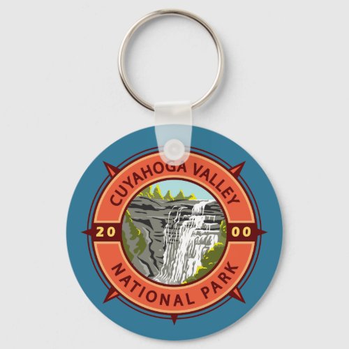 Cuyahoga Valley National Park Retro Compass Emblem Keychain