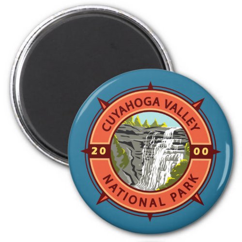 Cuyahoga Valley National Park Retro Compass Emblem Magnet