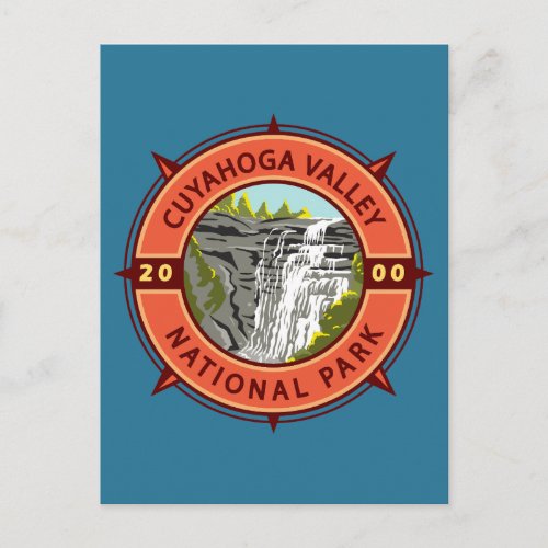 Cuyahoga Valley National Park Retro Compass Emblem Postcard