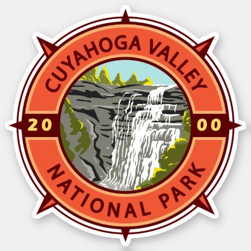 Cuyahoga Valley National Park Retro Compass Emblem Sticker