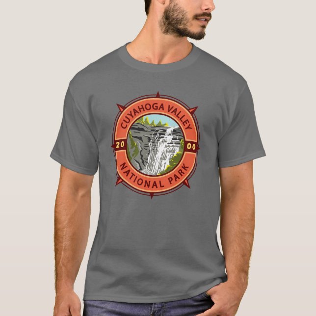 Cuyahoga Valley National Park Retro Compass Emblem T-Shirt (Front)