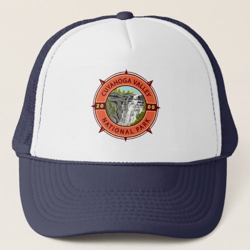 Cuyahoga Valley National Park Retro Compass Emblem Trucker Hat