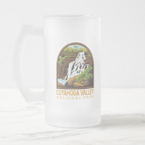 Cuyahoga Valley National Park Vintage Emblem Frosted Glass Beer Mug
