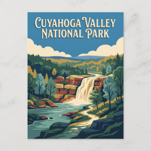 Cuyahoga Valley Ohio Falls Retro Vintage Poster Postcard