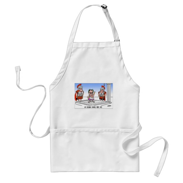 Cuzin' Vini Vidi Vici? Funny Cartoon Gifts & Tees Adult Apron (Front)