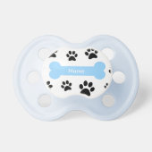 Cuztomizable Blue Dog Bone with Paw Prints Pacifier (Front)