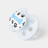 Cuztomizable Blue Dog Bone with Paw Prints Pacifier (Front Right)