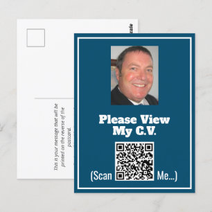CV with Photo and QR Code on a Postcard