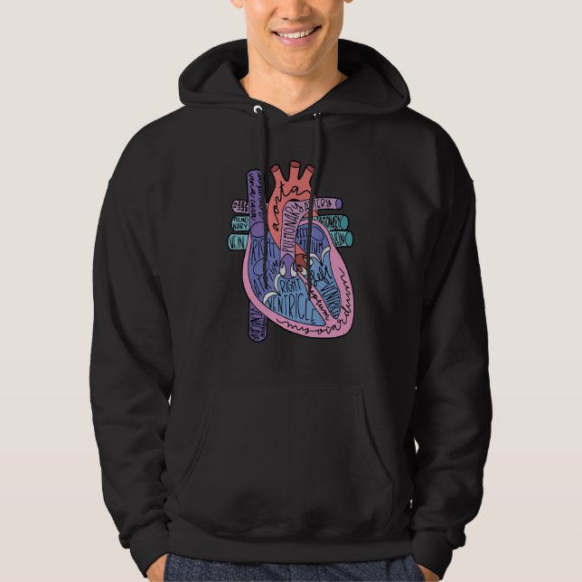 CVICU Cardiology Heart Anatomy Circulation Cardiac Hoodie (Front)