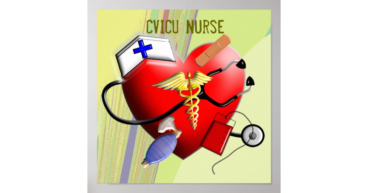 cvicu nurse canvas art poster zazzle com
