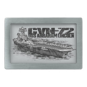 CVN-72 Abraham Lincoln Rect Belt Buckle