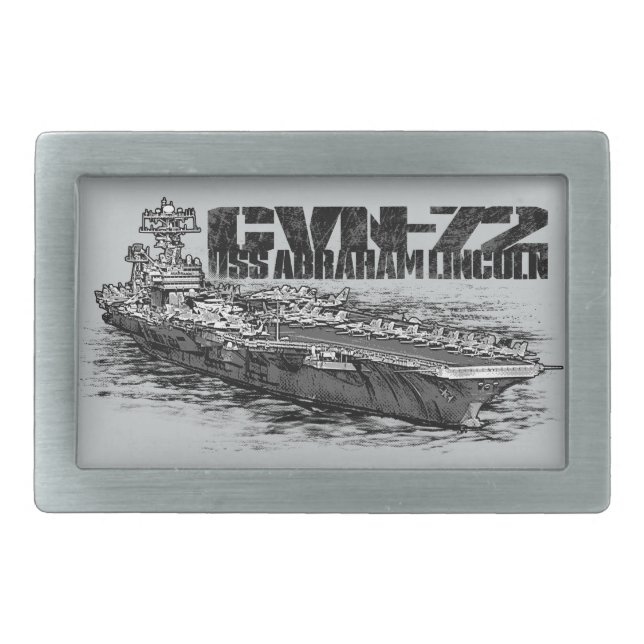 CVN-72 Abraham Lincoln Rect Belt Buckle (Front)