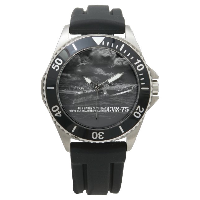 CVN-75 Harry S. Truman Crown Protector Black Rubb Watch (Front)
