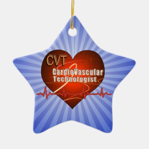 CVT HEART LOGO Cardiovascular Technologist Ceramic Ornament