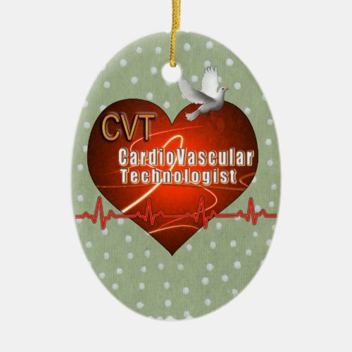 CVT HEART LOGO Cardiovascular Technologist Ceramic Ornament