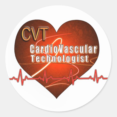 CVT HEART LOGO Cardiovascular Technologist Classic Round Sticker