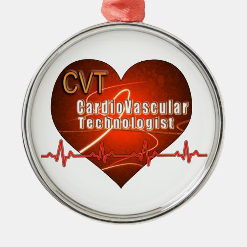 CVT HEART LOGO Cardiovascular Technologist Metal Ornament