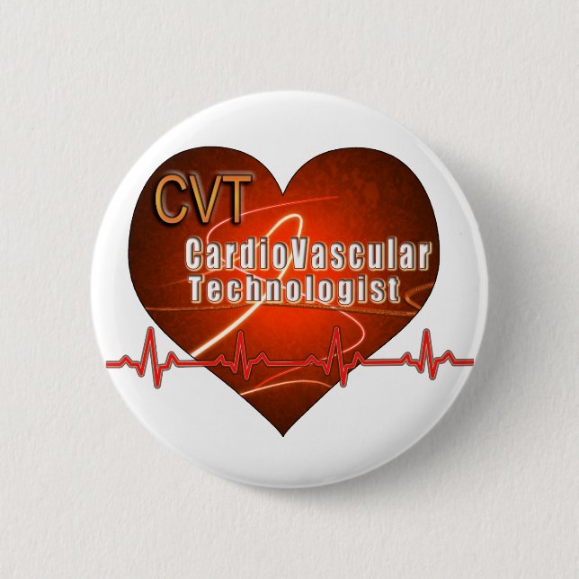 CVT HEART LOGO Cardiovascular Technologist Pinback Button (Front)
