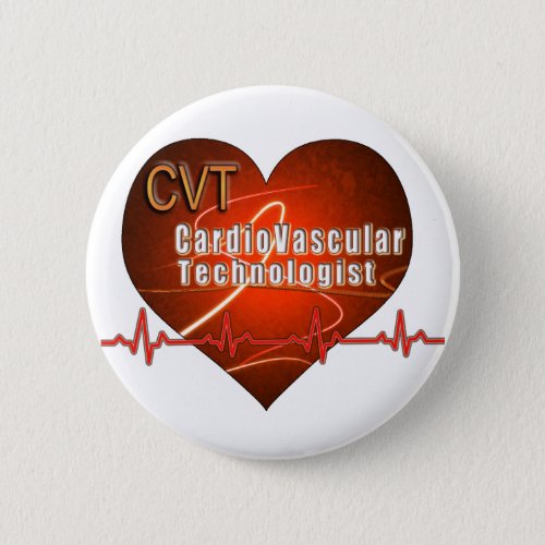 CVT HEART LOGO Cardiovascular Technologist Pinback Button
