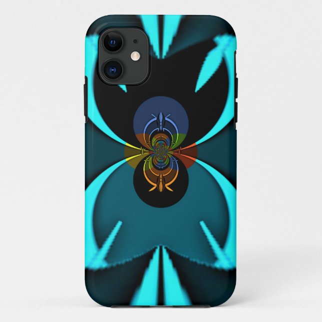 Cyan Abstract Art Print Case-Mate iPhone Case (Back)