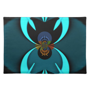 Cyan Abstract Art Print Cloth Placemat
