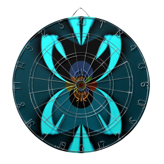Cyan Abstract Art Print Dartboard (Front)