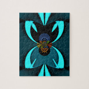 Cyan Abstract Art Print Jigsaw Puzzle