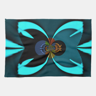 Cyan Abstract Art Print Kitchen Towel