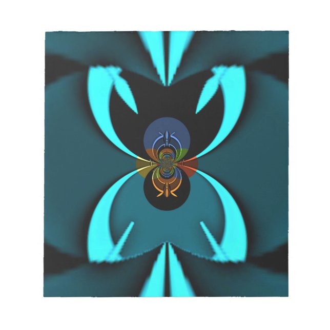 Cyan Abstract Art Print Notepad (Front)