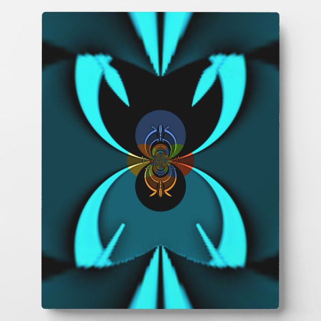 Cyan Abstract Art Print Plaque (Front)