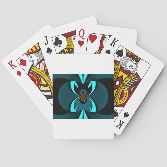 Cyan Abstract Art Print Poker Cards (Back)