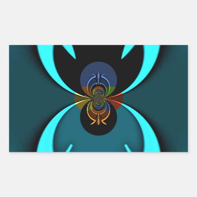 Cyan Abstract Art Print Rectangular Sticker (Front)