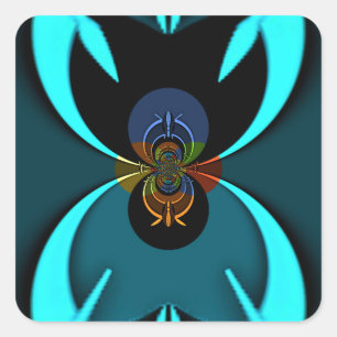 Cyan Abstract Art Print Square Sticker