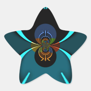 Cyan Abstract Art Print Star Sticker